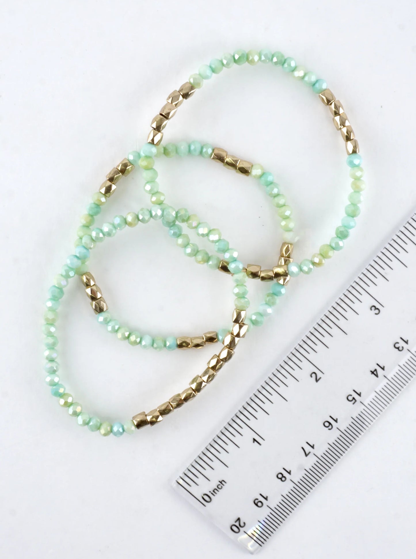 3PC-Set Faceted Metallic Glass Beads Bracelets