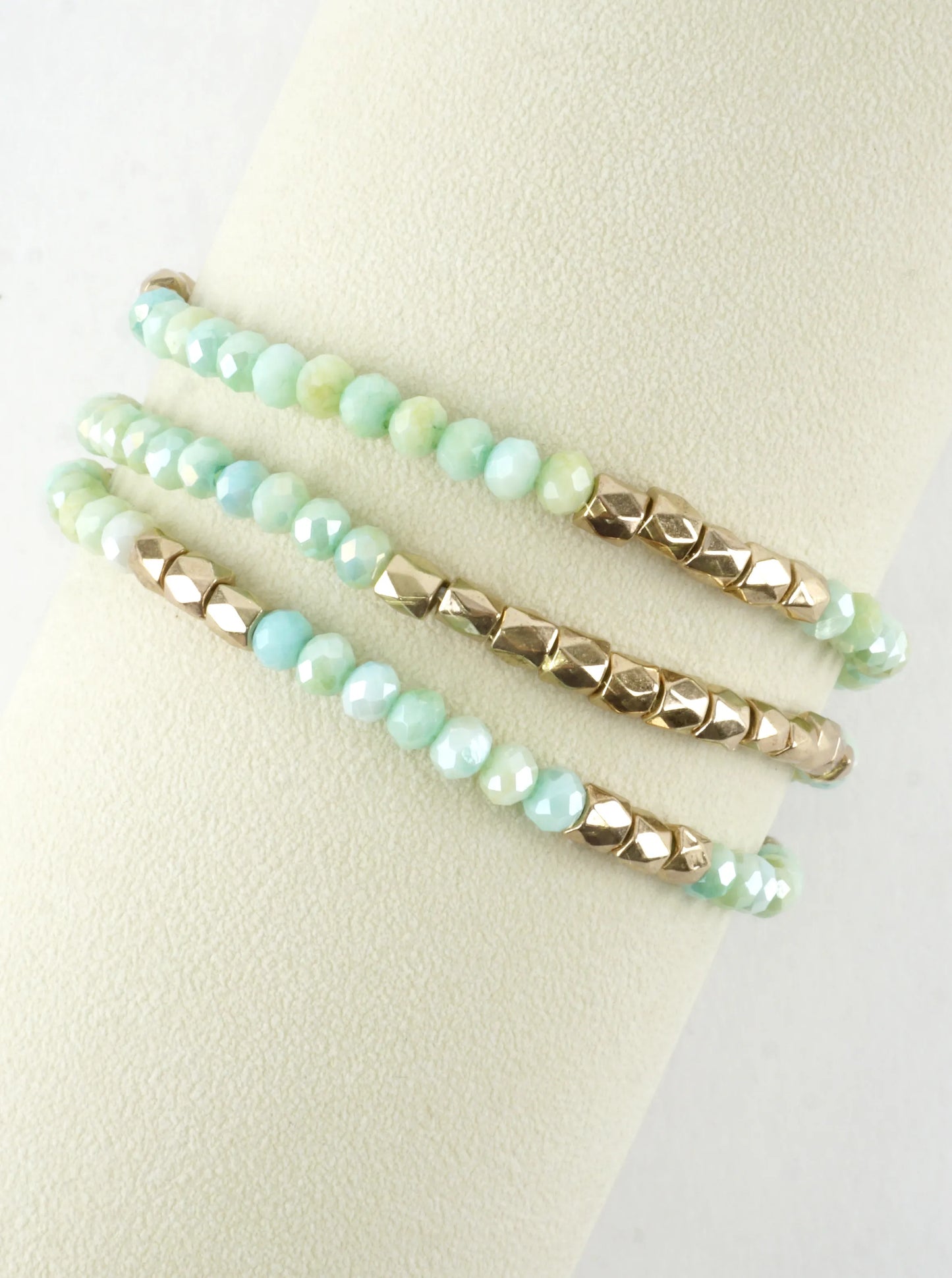 3PC-Set Faceted Metallic Glass Beads Bracelets