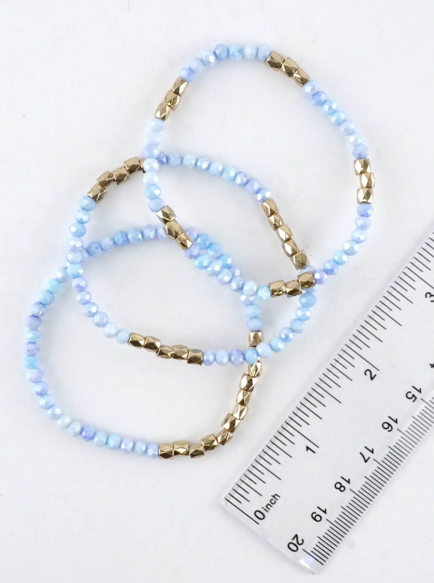 3PC-Set Faceted Metallic Glass Beads Bracelets