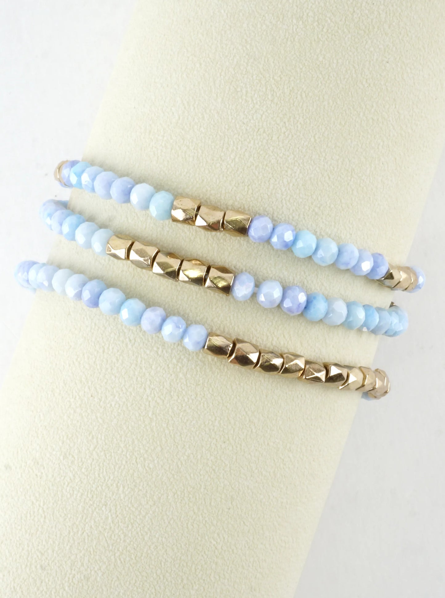 3PC-Set Faceted Metallic Glass Beads Bracelets