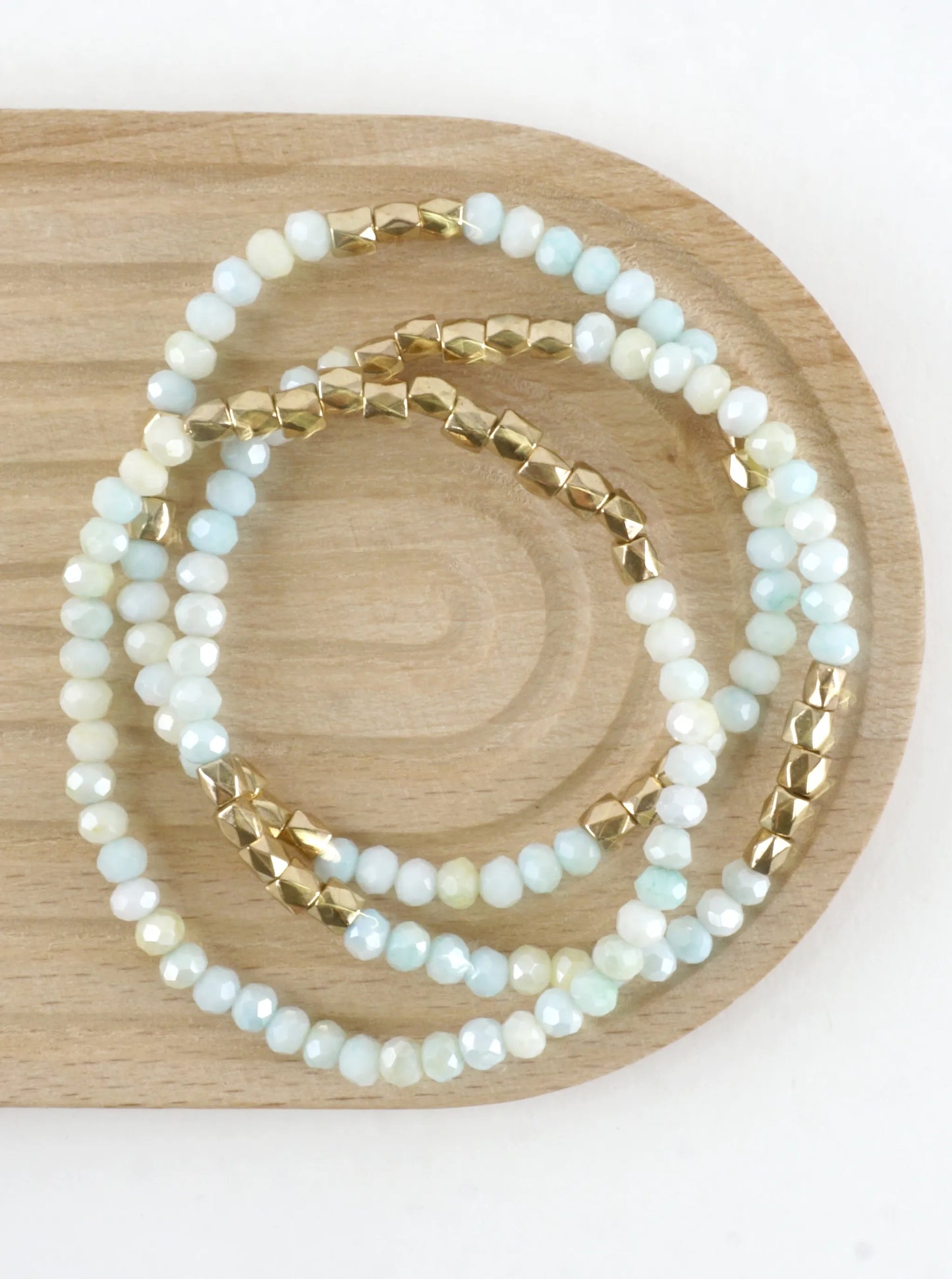3PC-Set Faceted Metallic Glass Beads Bracelets