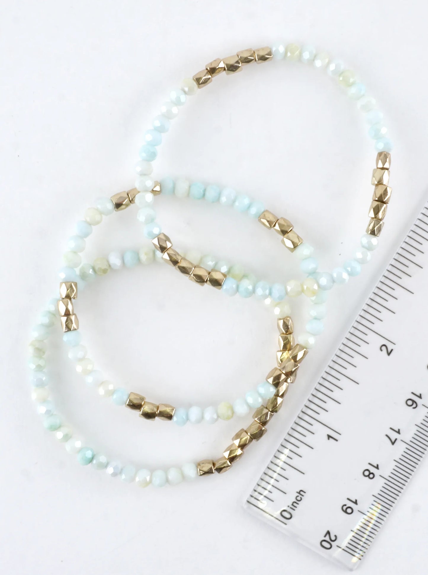 3PC-Set Faceted Metallic Glass Beads Bracelets