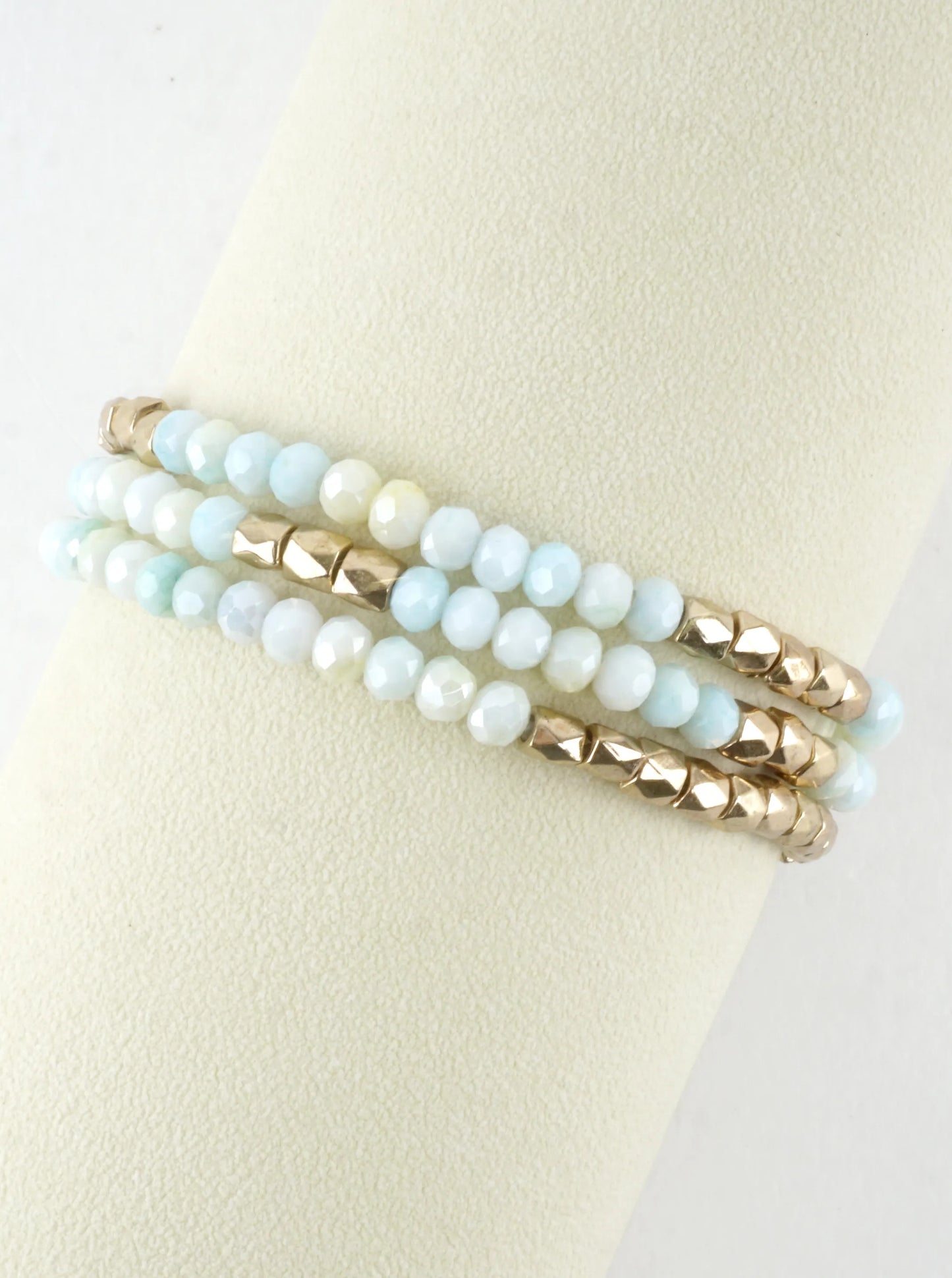 3PC-Set Faceted Metallic Glass Beads Bracelets