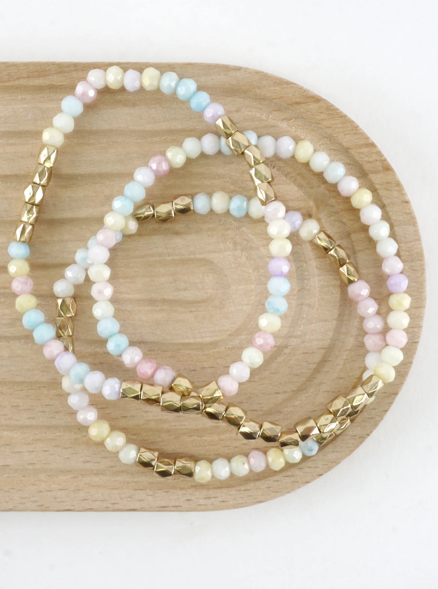 3PC-Set Faceted Metallic Glass Beads Bracelets