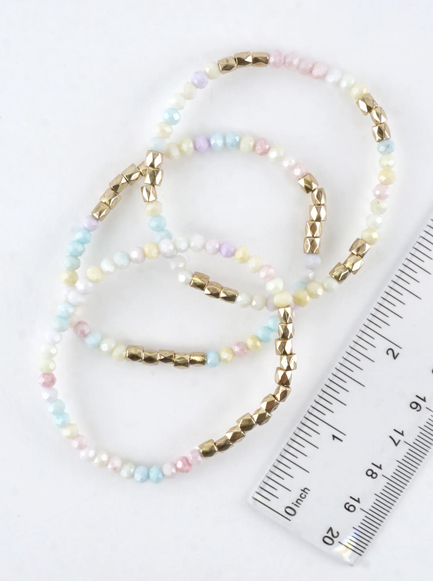3PC-Set Faceted Metallic Glass Beads Bracelets