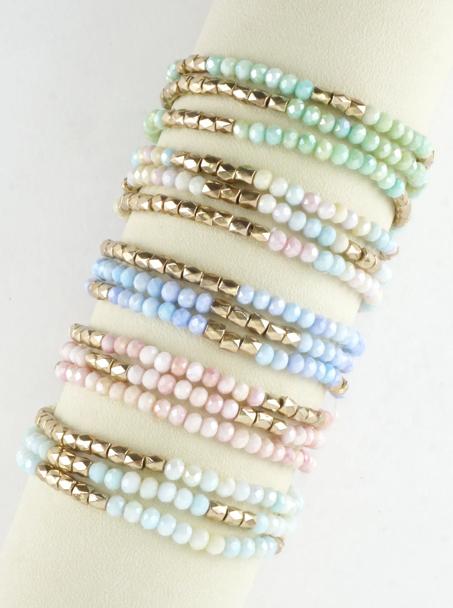 3PC-Set Faceted Metallic Glass Beads Bracelets