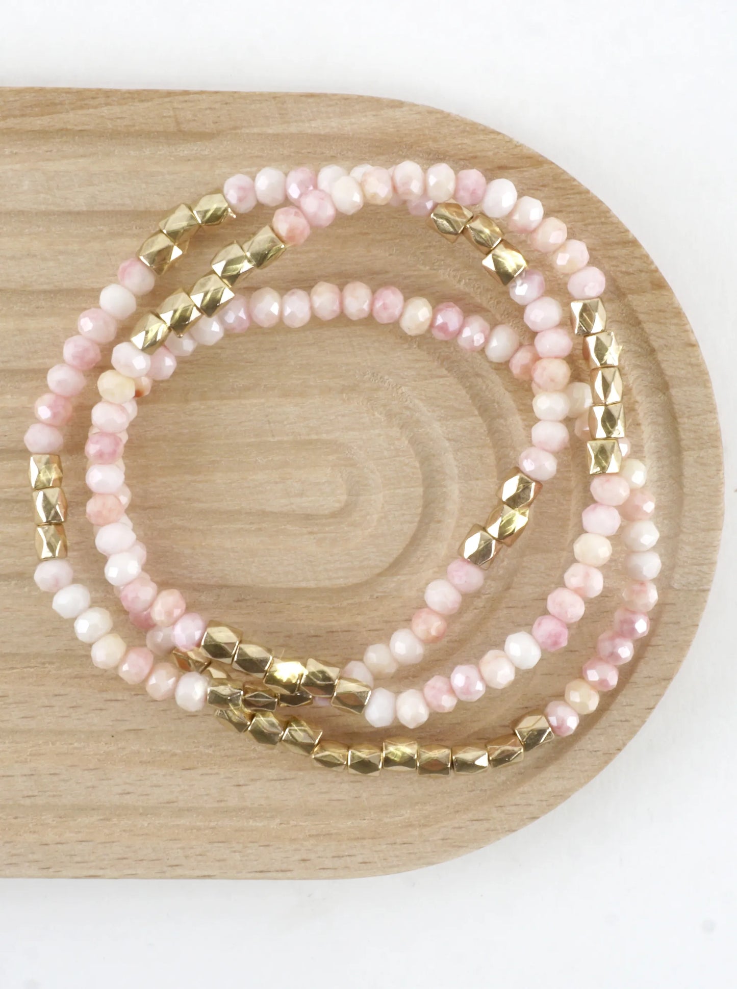 3PC-Set Faceted Metallic Glass Beads Bracelets