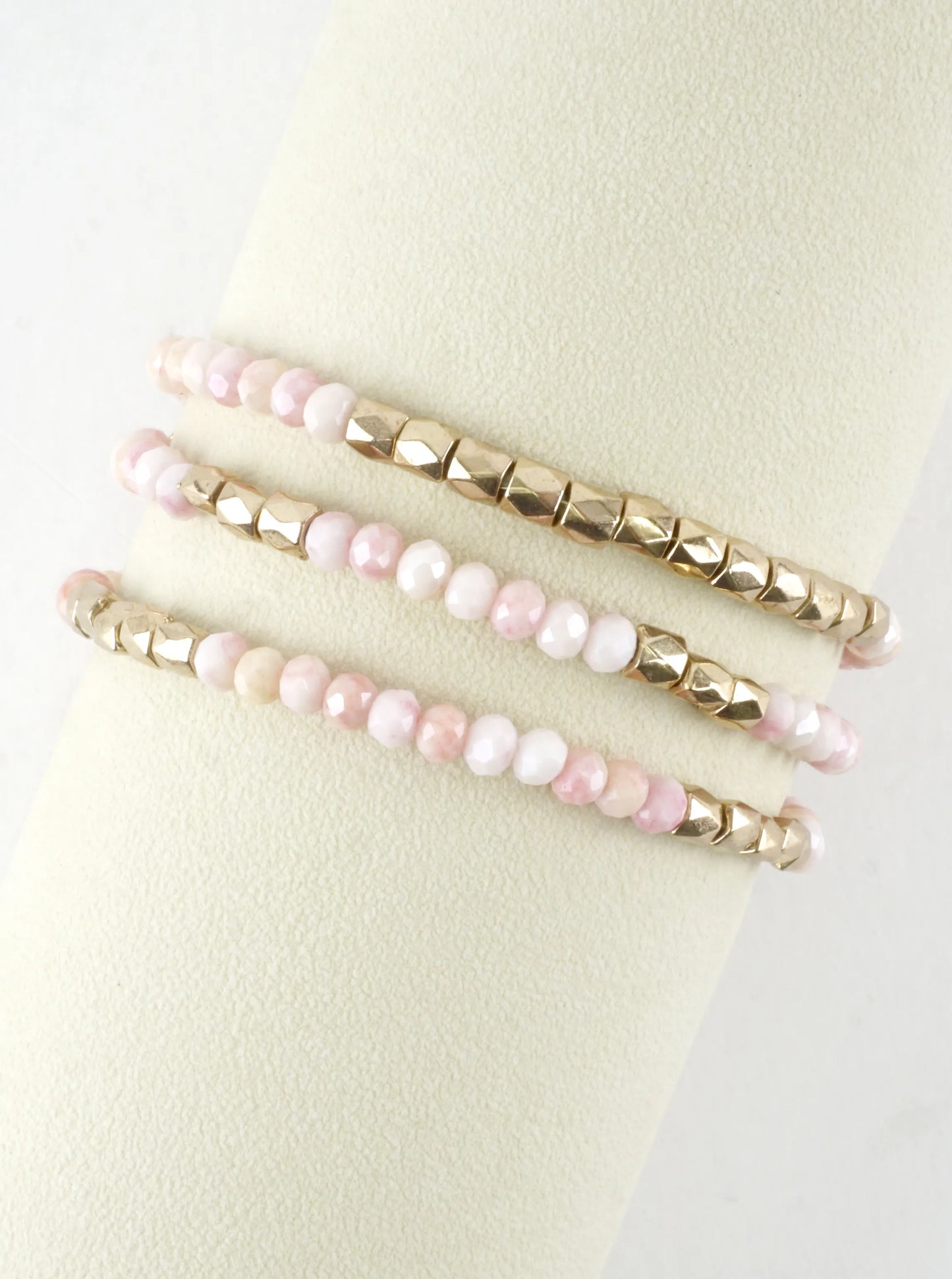 3PC-Set Faceted Metallic Glass Beads Bracelets