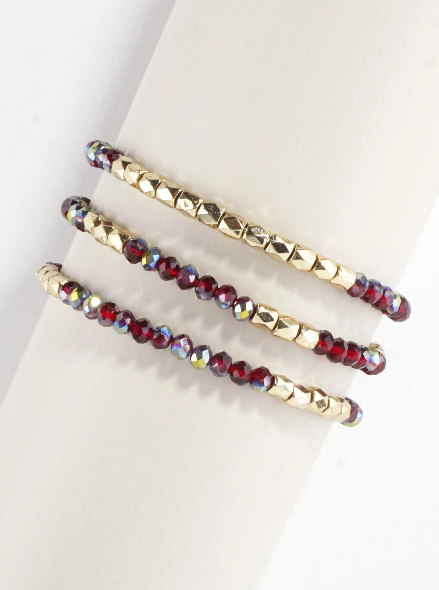3PC-Set Faceted Metallic Glass Beads Bracelets