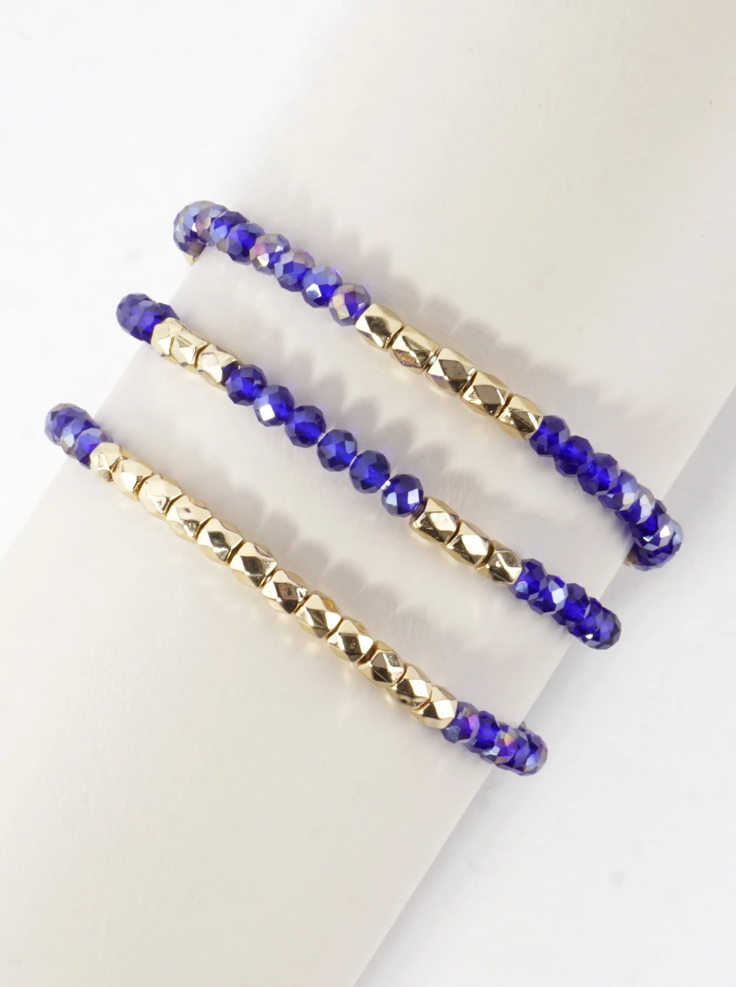 3PC-Set Faceted Metallic Glass Beads Bracelets