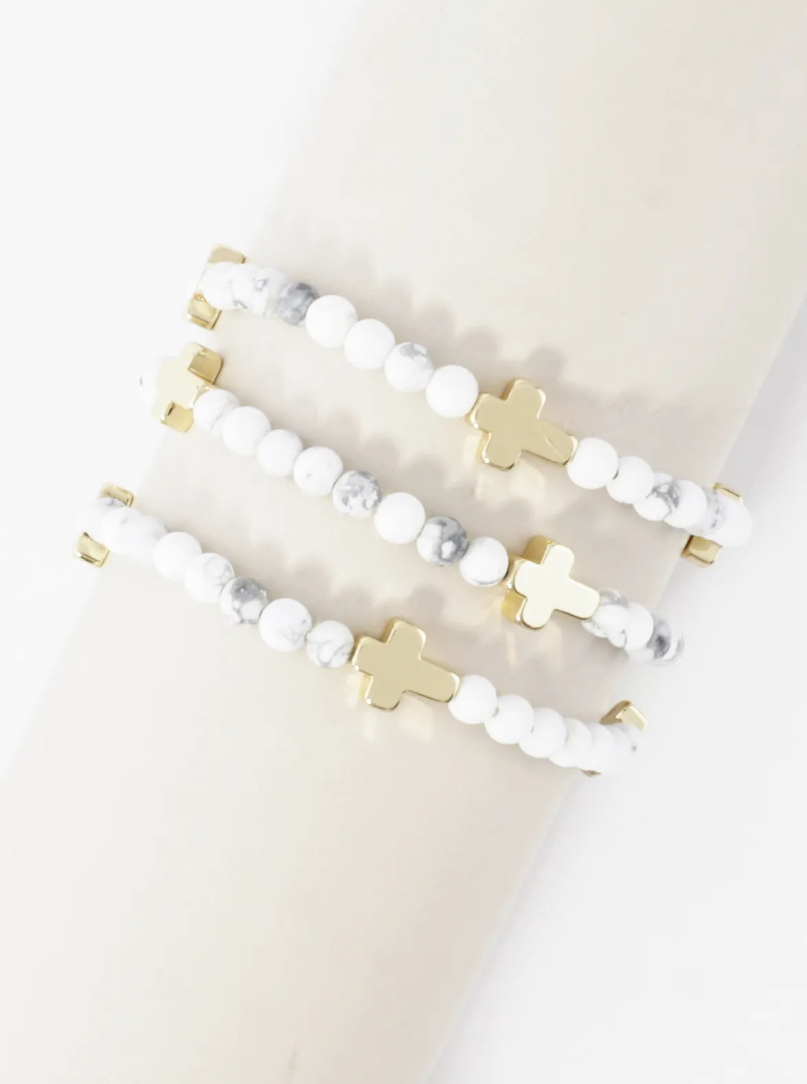 3PC-Set Genuine Religious Cross Stretch Bracelets