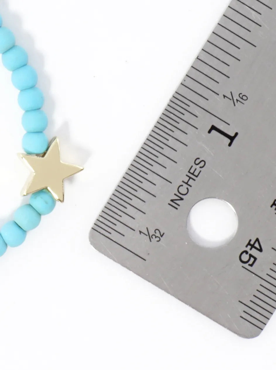 3PC-Set Genuine Stone Brass Star Stretch Bracelets