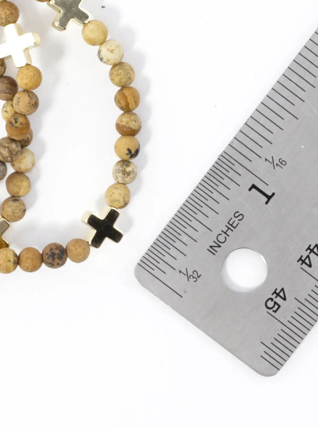 3PC-Set Genuine Stone Cross Stretch Bracelets