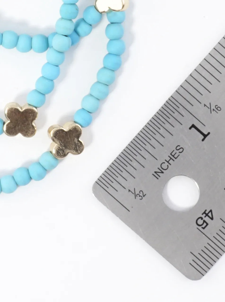 3PC-Set Genuine Stone Quatrefoil Stretch Bracelets