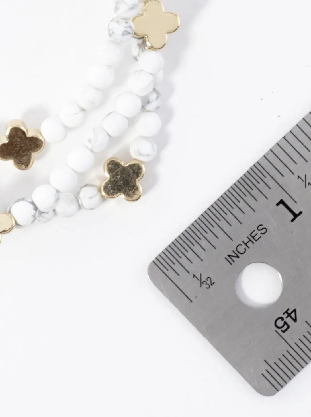 3PC-Set Genuine Stone Quatrefoil Stretch Bracelets