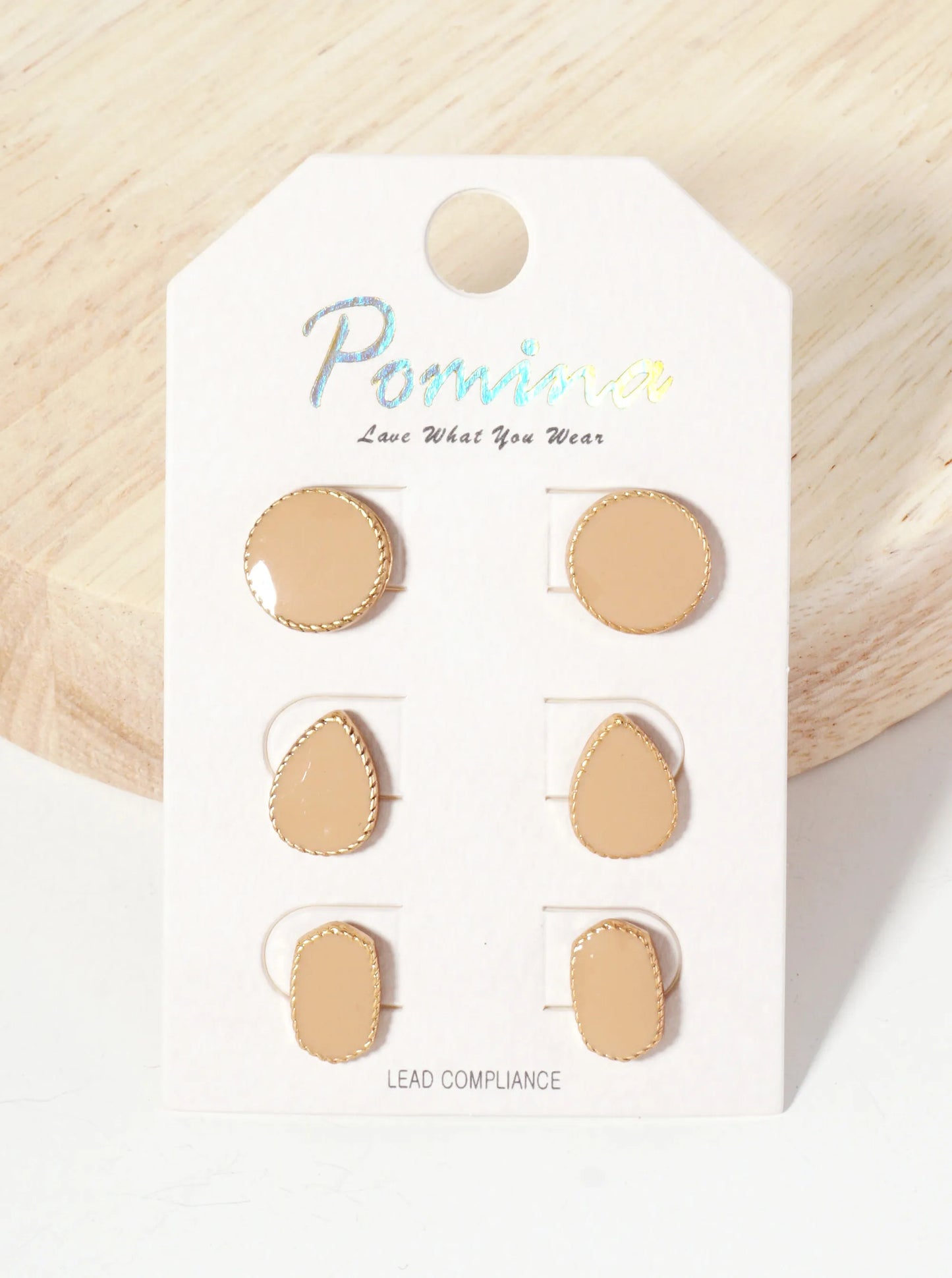 3PC-Set Geometric-Shaped Enamel Stud Earrings