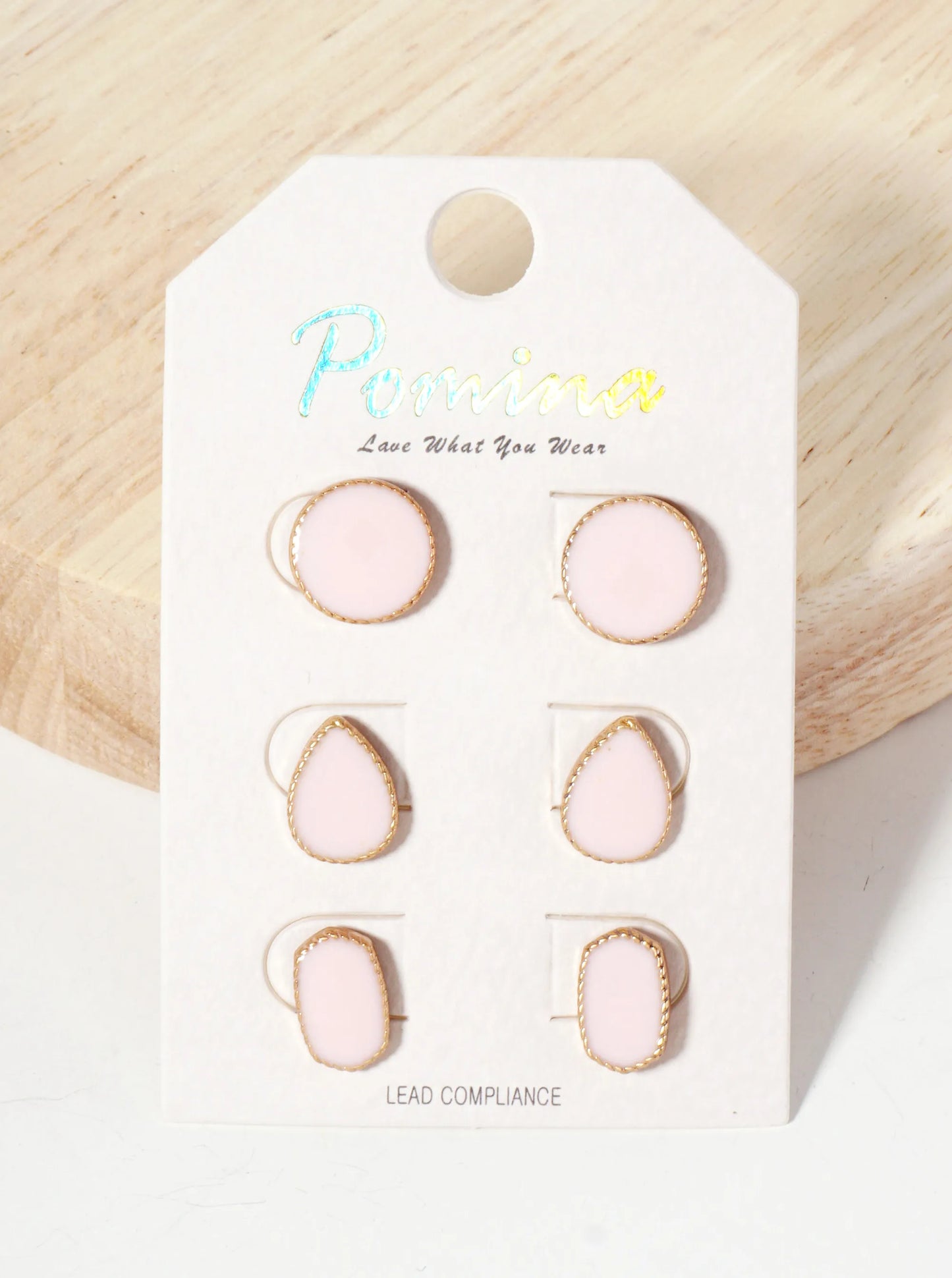 3PC-Set Geometric-Shaped Enamel Stud Earrings