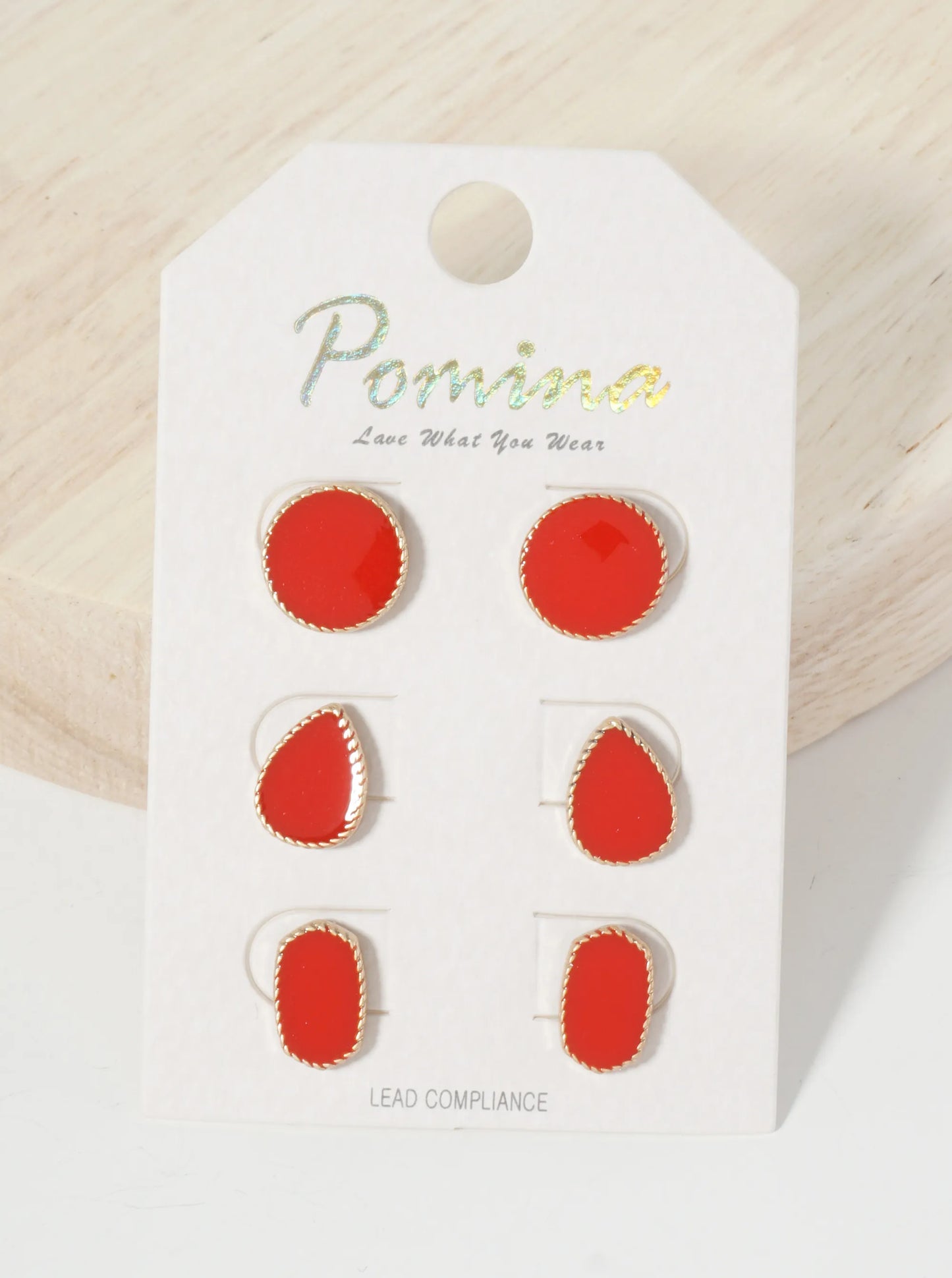 3PC-Set Geometric-Shaped Enamel Stud Earrings
