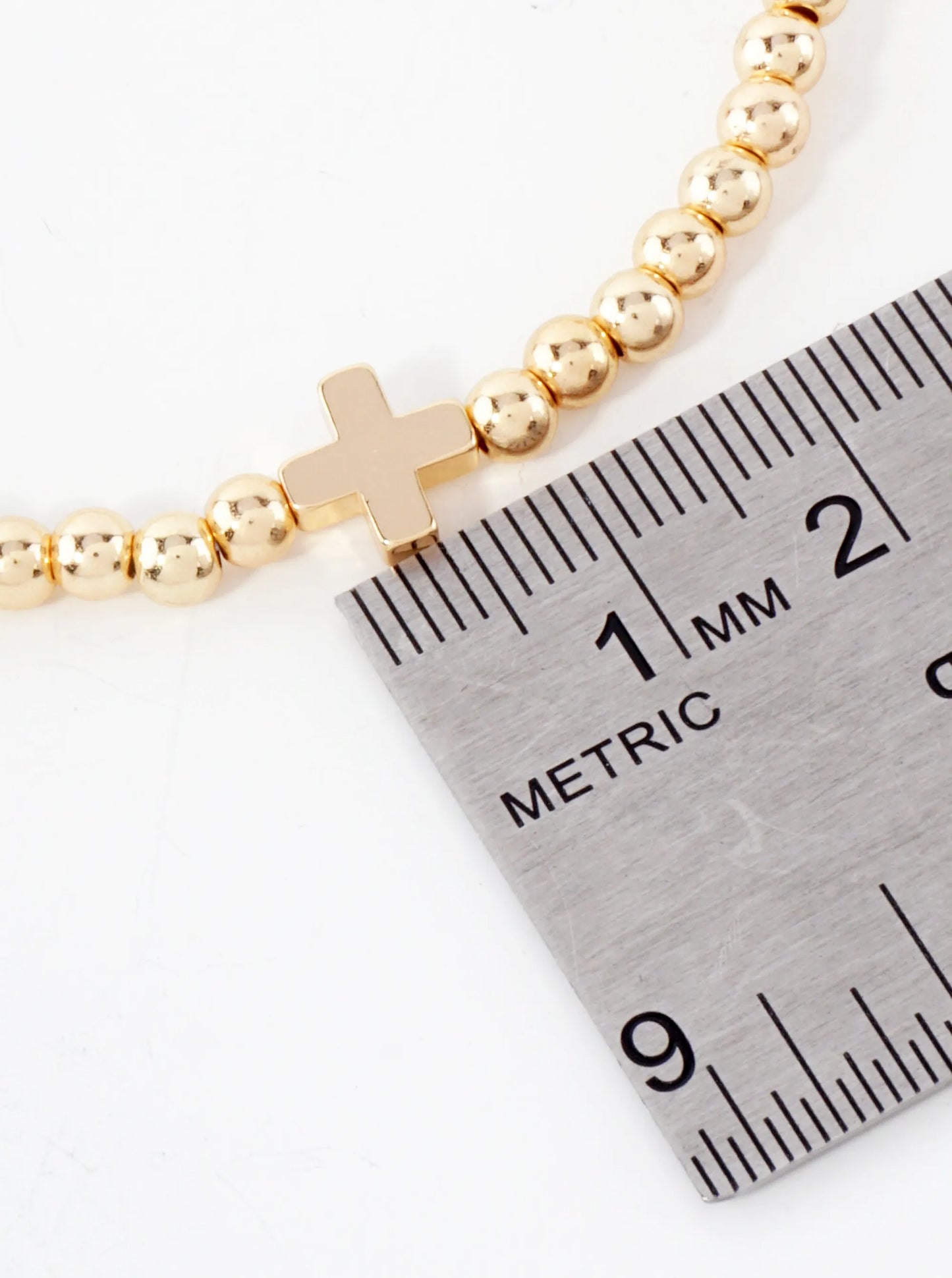 3PC-Set Metallic Beads Cross Stackable Stretch Bracelets