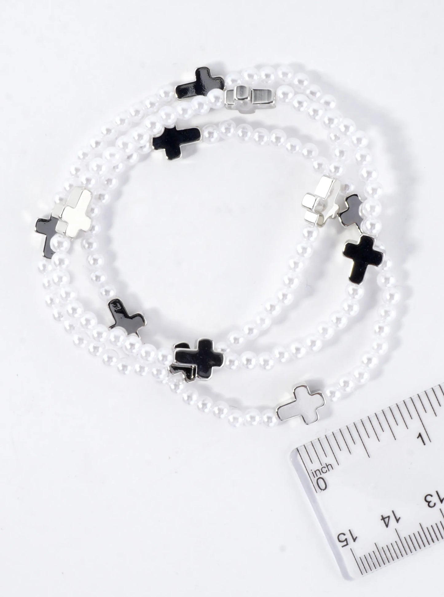 3PC-Set Metallic Beads Cross Stretch Bracelets