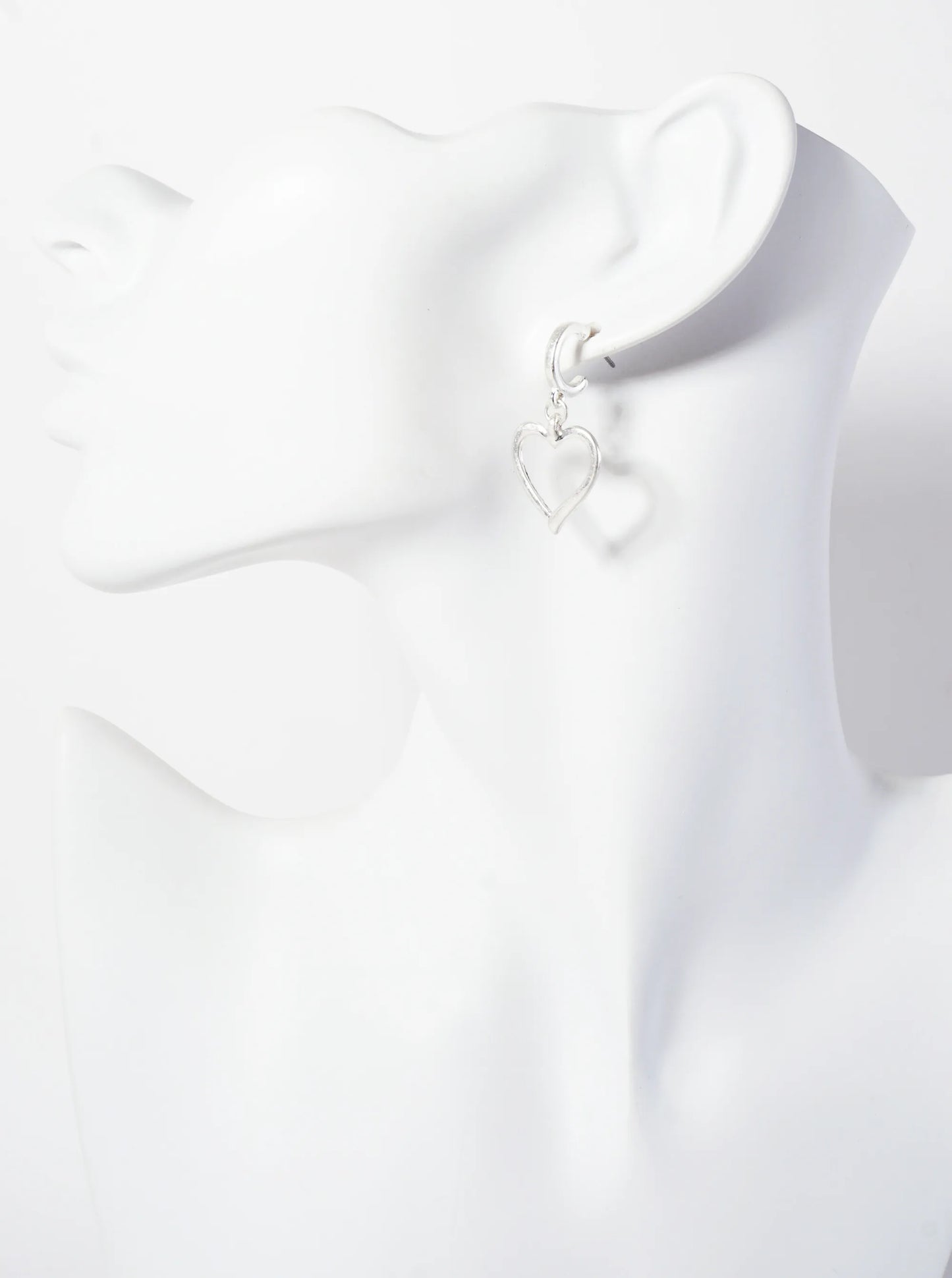 3PC-Set Polished Metal 12-15mm Heart Drop Hoop Earrings