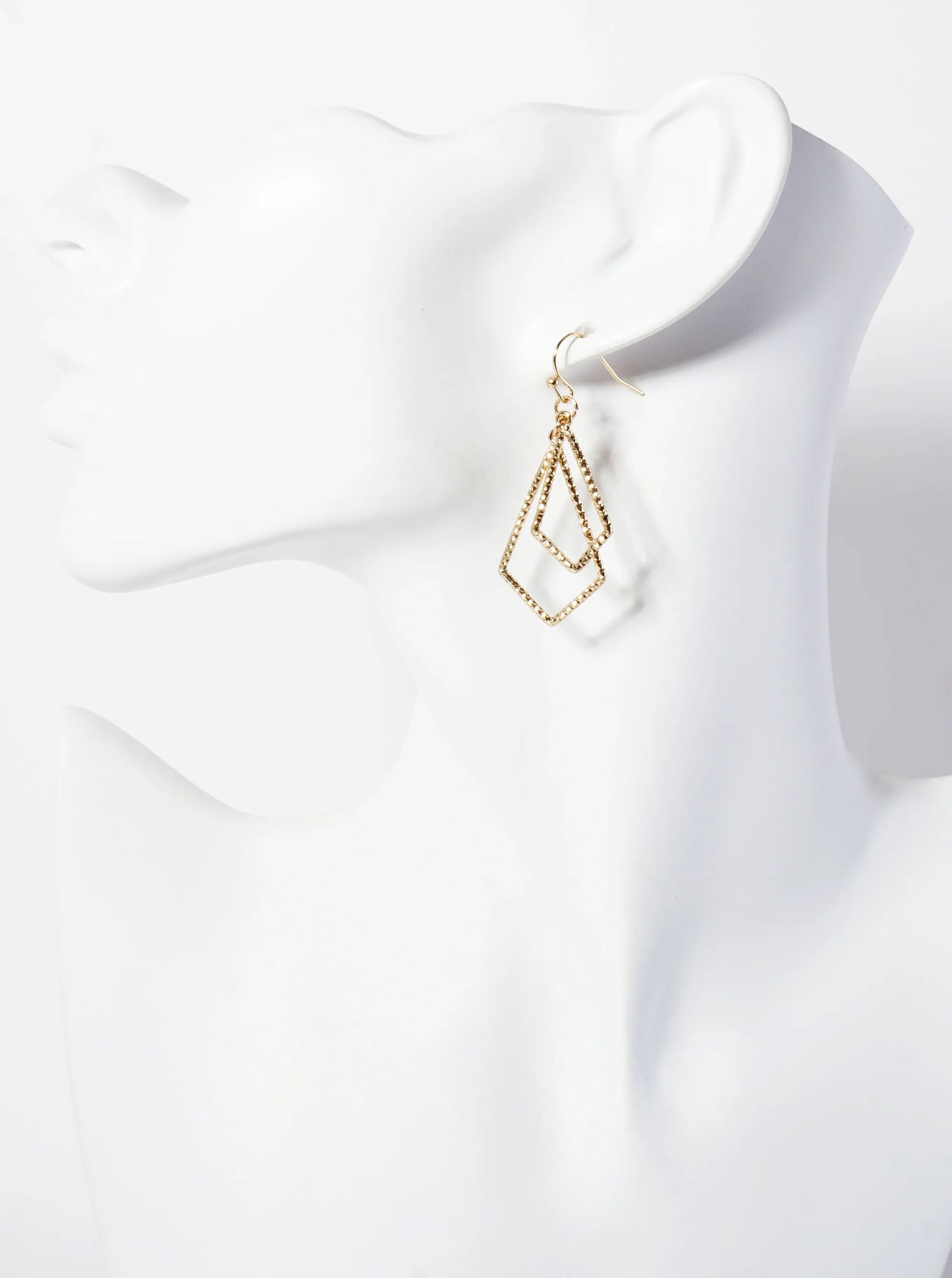 3PC-Set Polished Metal Chevron Dangle Hoop Earrings