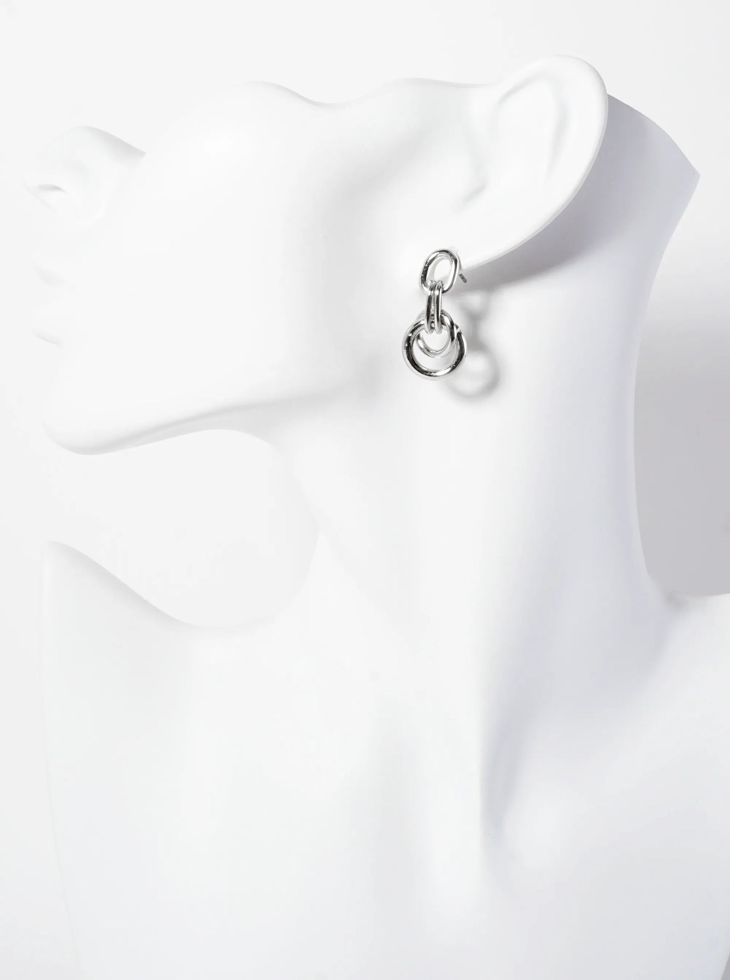 3PC-Set Polished Metal Doorknocker Dangle Stud Earrings