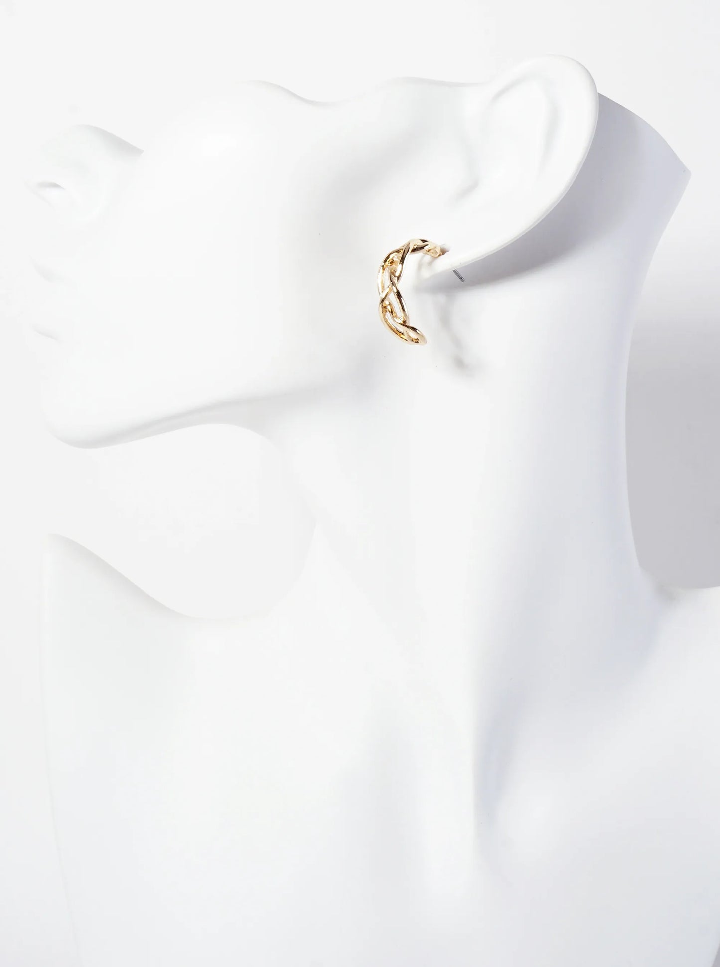 3PC-Set Polished Metal Textured Love-Knot 20mm Hoop Earrings