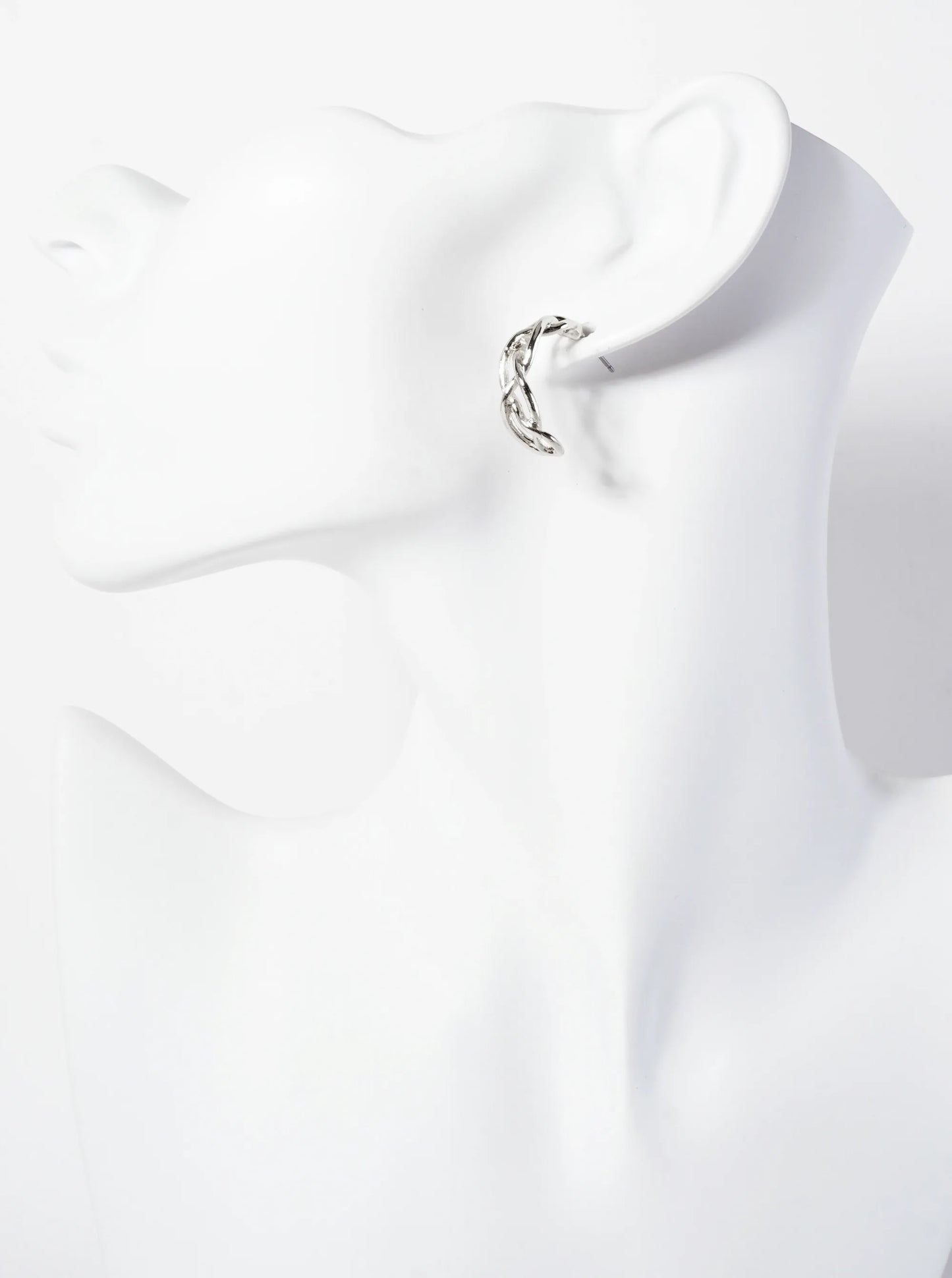 3PC-Set Polished Metal Textured Love-Knot 20mm Hoop Earrings