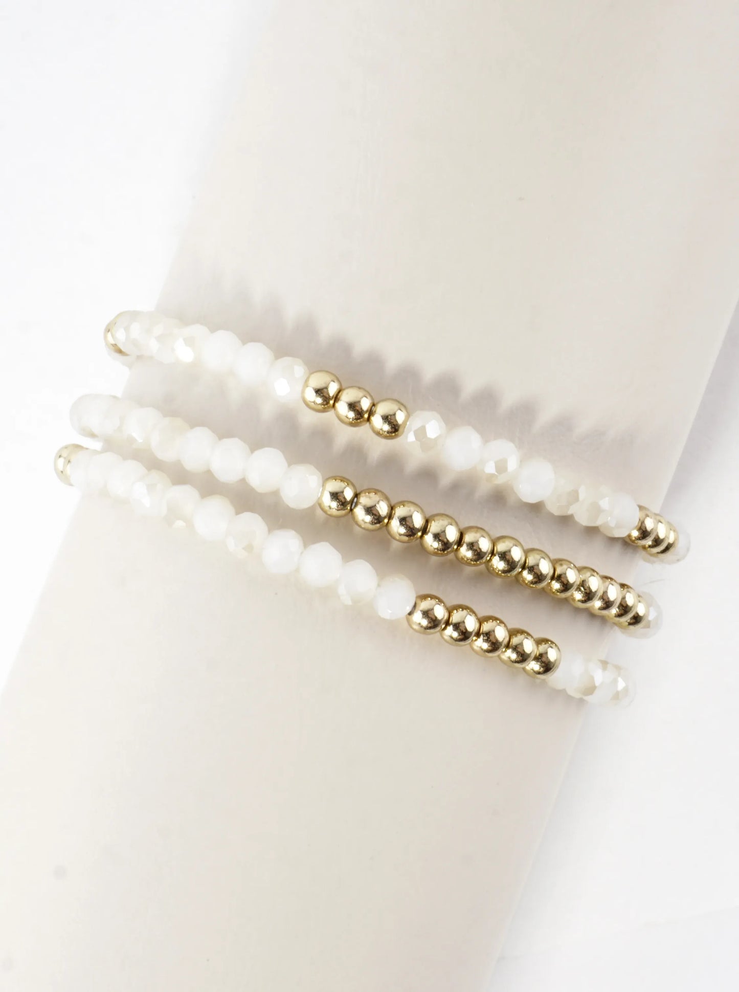 3PC-Set Round Metallic Glass Beads Bracelets