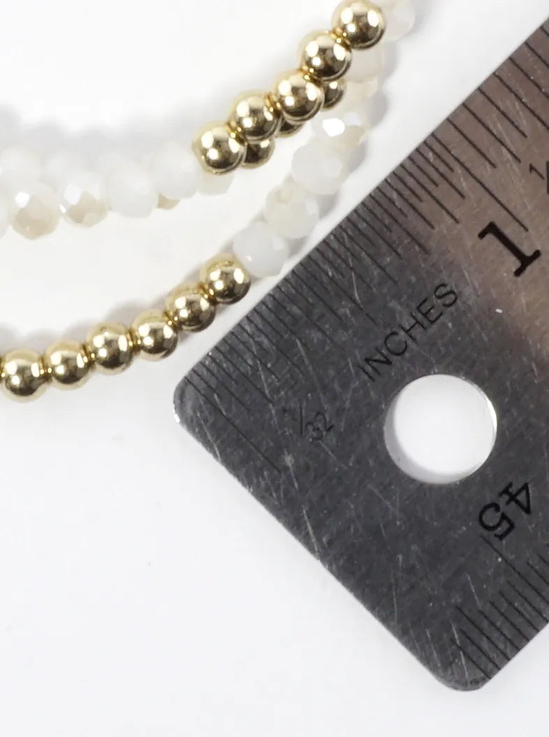 3PC-Set Round Metallic Glass Beads Bracelets