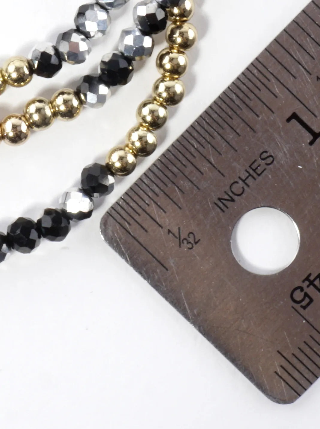 3PC-Set Round Metallic Glass Beads Bracelets