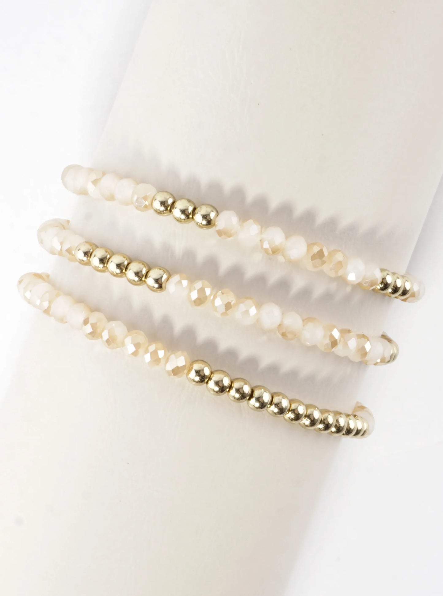 3PC-Set Round Metallic Glass Beads Bracelets