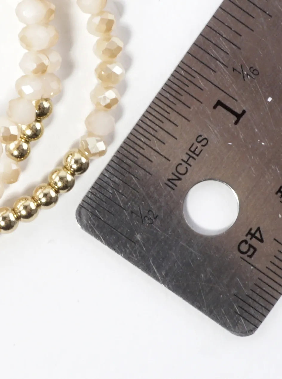 3PC-Set Round Metallic Glass Beads Bracelets