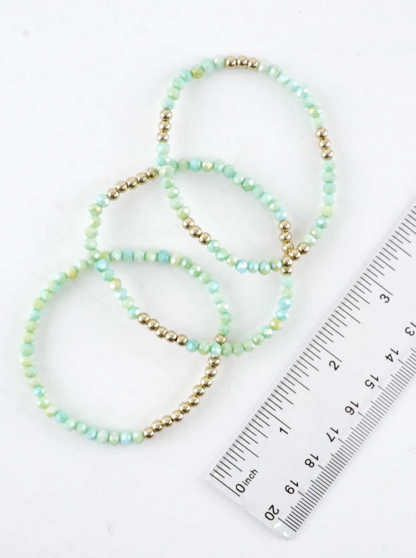 3PC-Set Round Metallic Glass Beads Bracelets