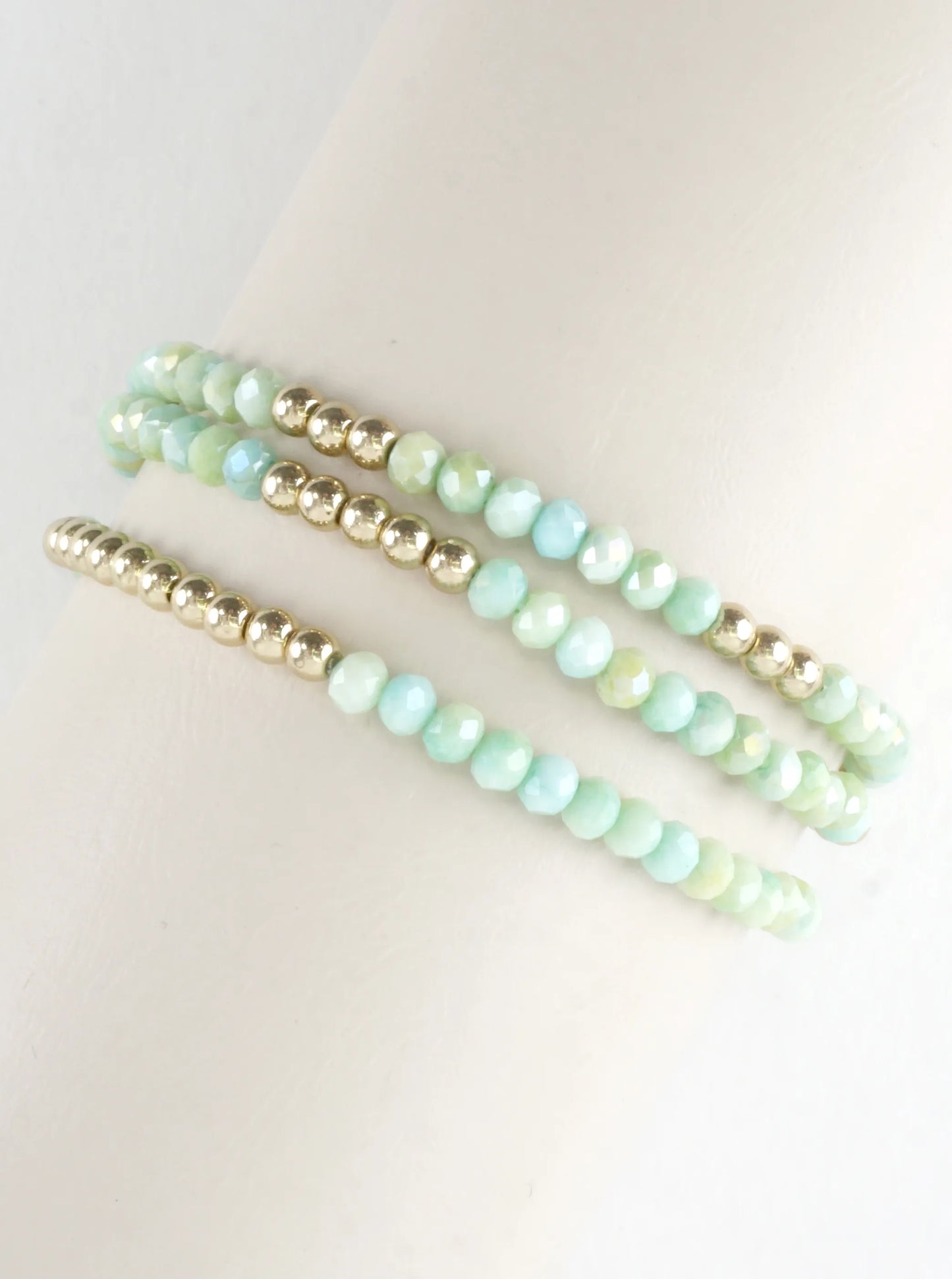3PC-Set Round Metallic Glass Beads Bracelets