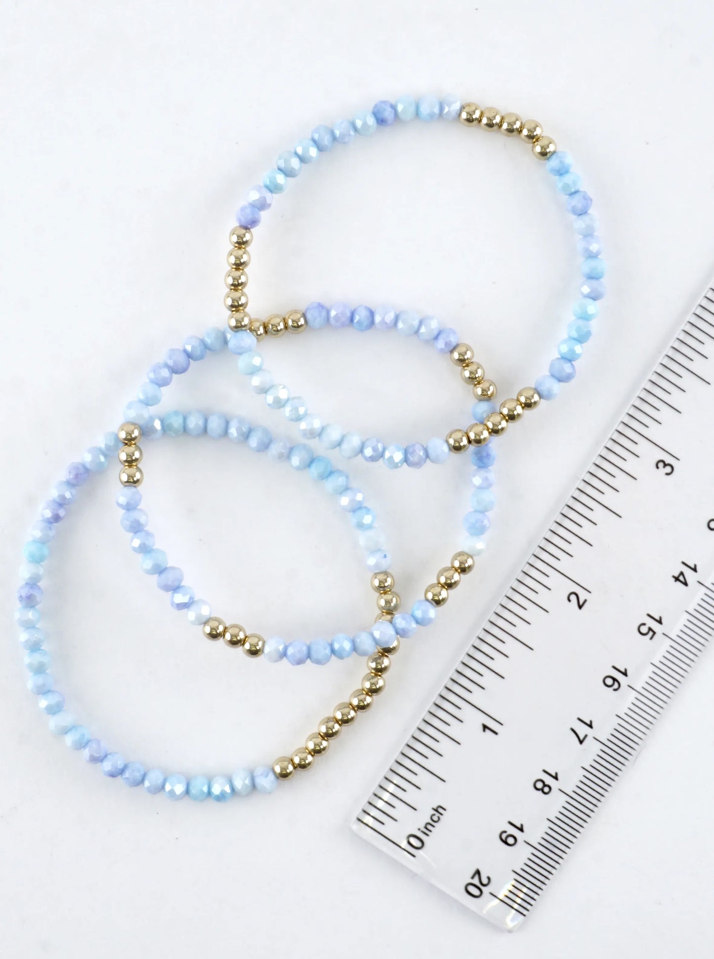 3PC-Set Round Metallic Glass Beads Bracelets