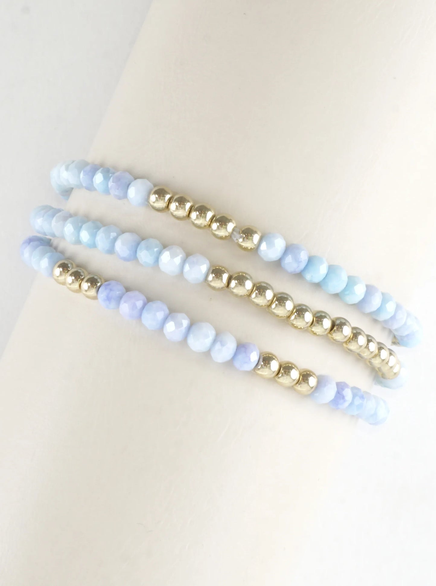 3PC-Set Round Metallic Glass Beads Bracelets