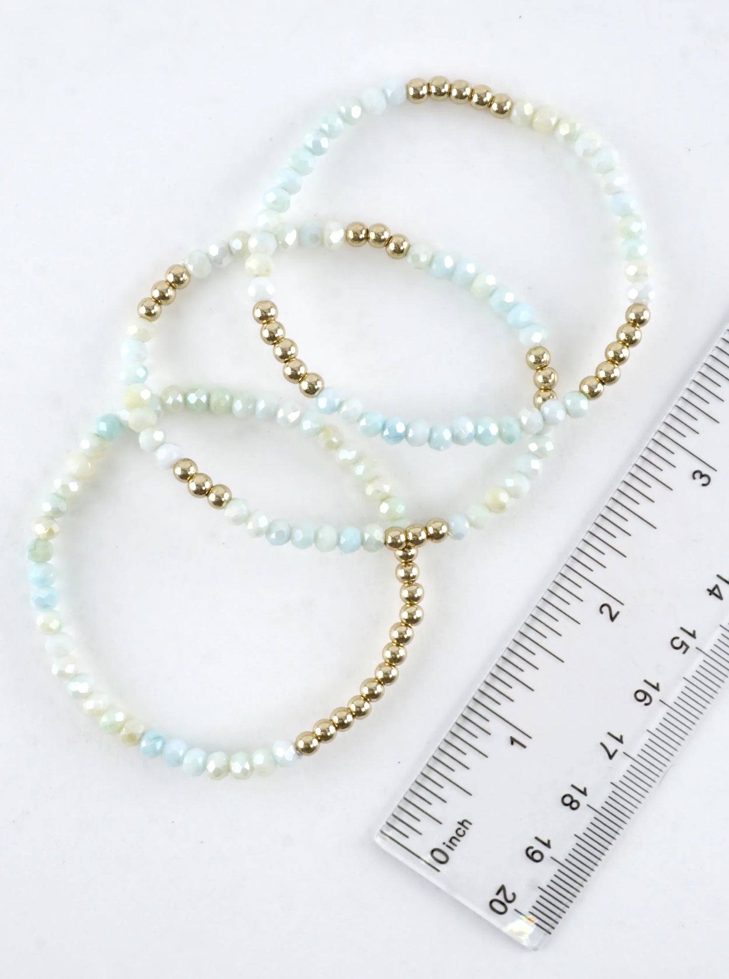3PC-Set Round Metallic Glass Beads Bracelets