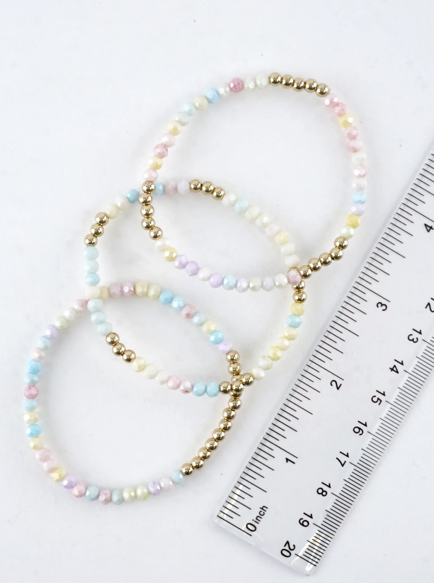 3PC-Set Round Metallic Glass Beads Bracelets