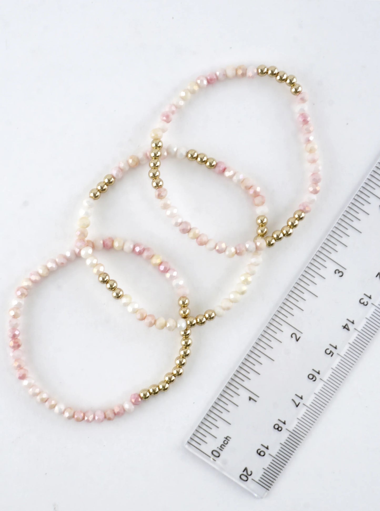 3PC-Set Round Metallic Glass Beads Bracelets