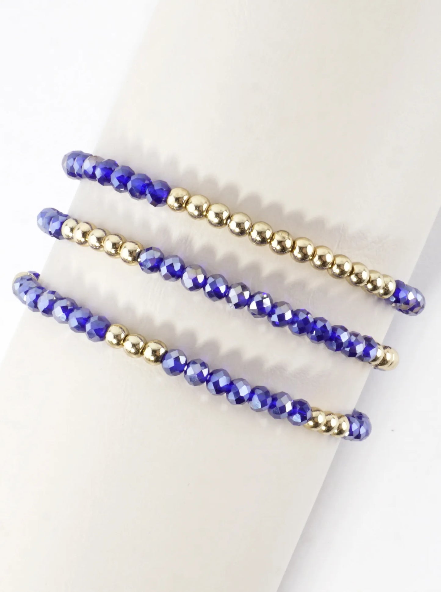 3PC-Set Round Metallic Glass Beads Bracelets