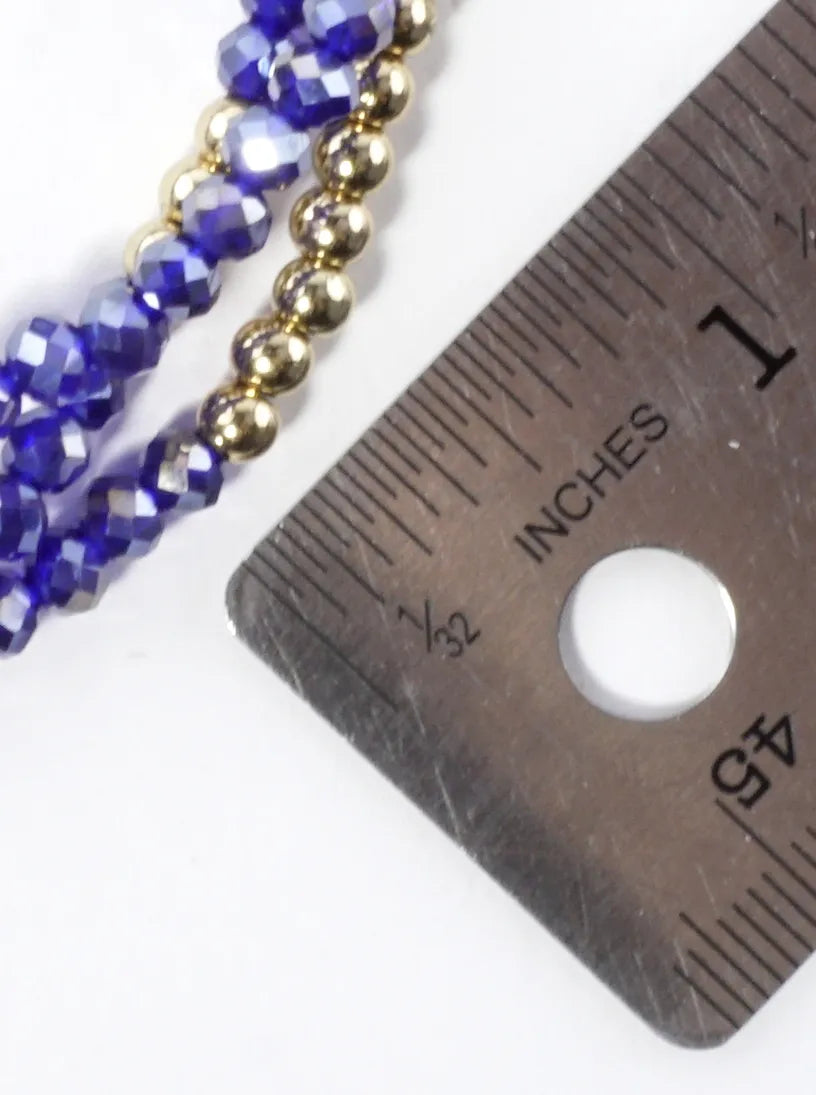 3PC-Set Round Metallic Glass Beads Bracelets