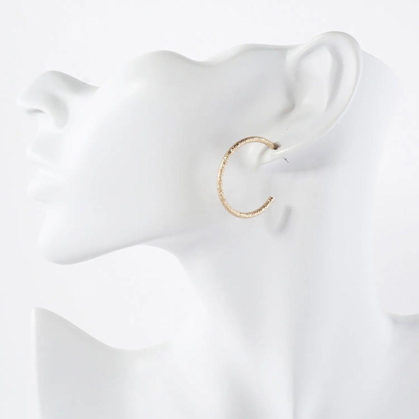 3PC-Set Sand-Texture 20-25-30mm Brass Push-Back Hoop Earrings