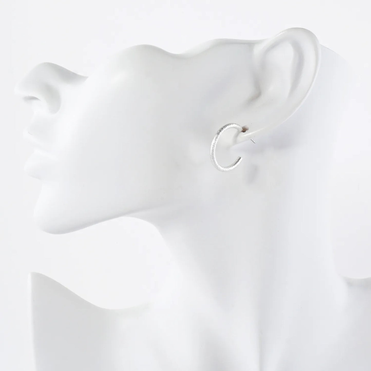 3PC-Set Sand-Texture 20-25-30mm Brass Push-Back Hoop Earrings