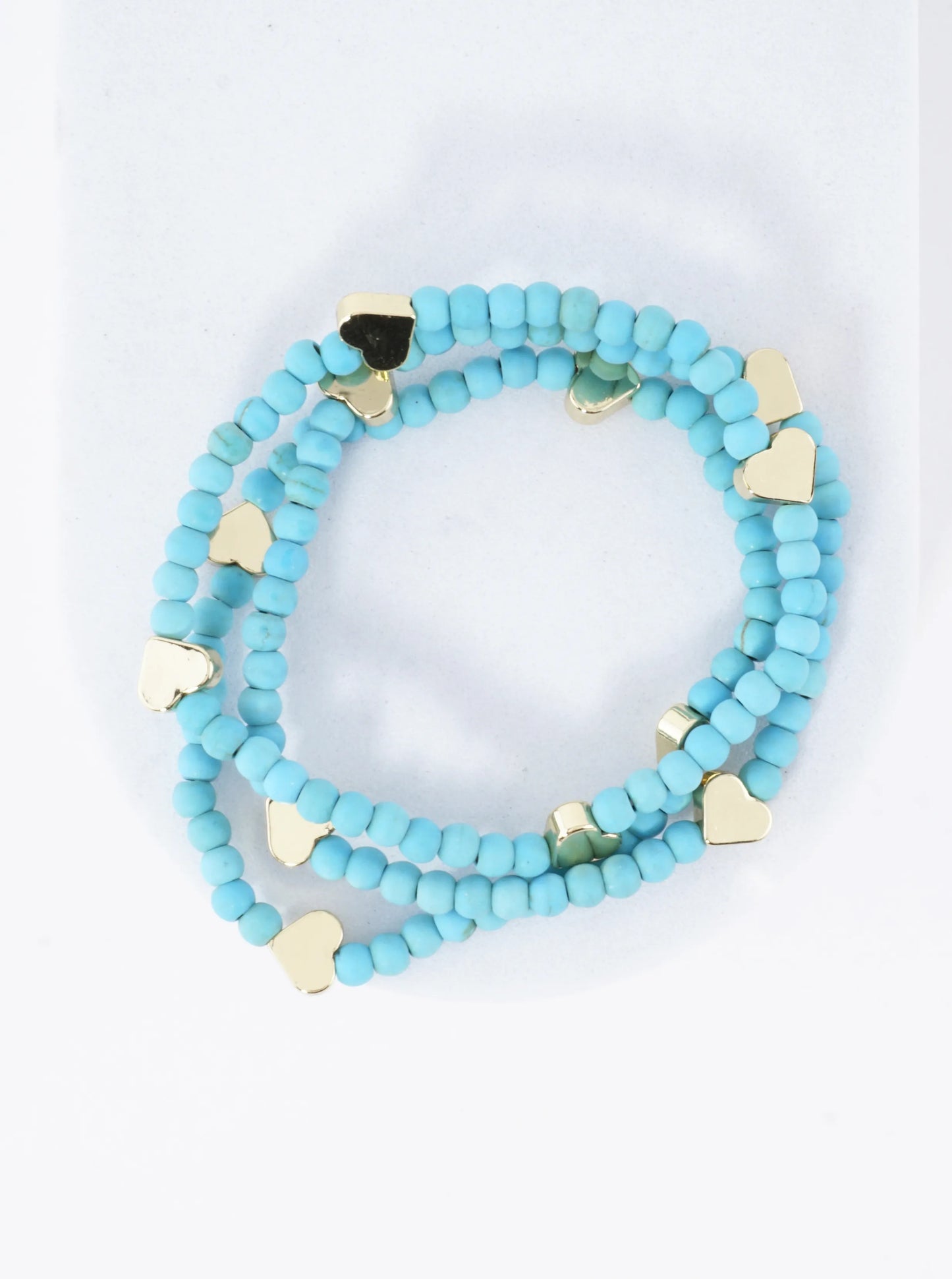 3PC-Set Semiprecious Hearts Stretch Bracelets