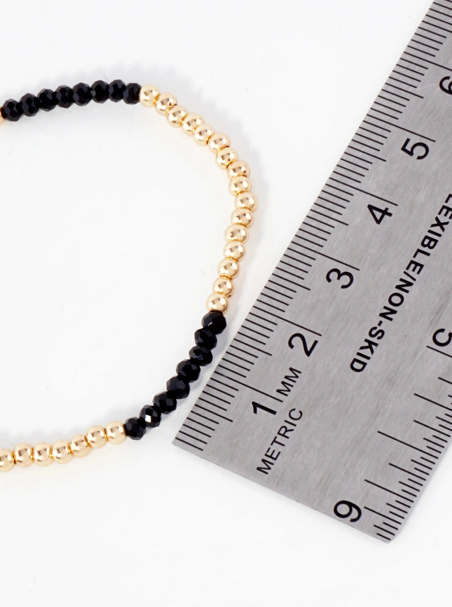 3PC-Set Skinny Metallic Glass Beads Stackable Stretch Bracelets