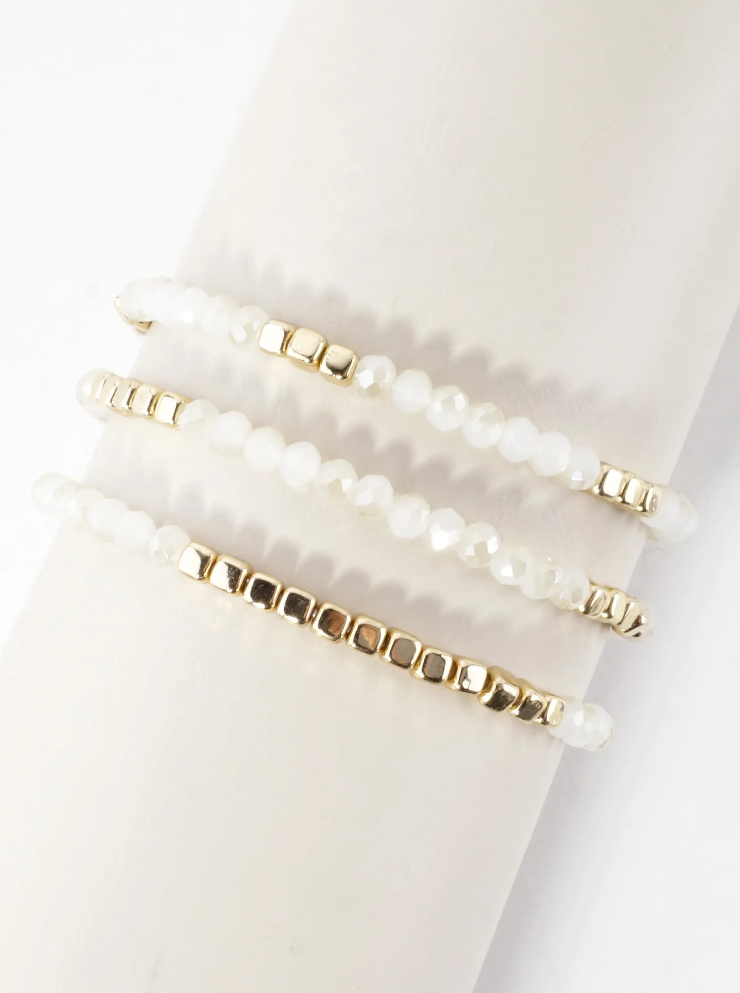 3PC-Set Square Metallic Glass Beads Bracelets