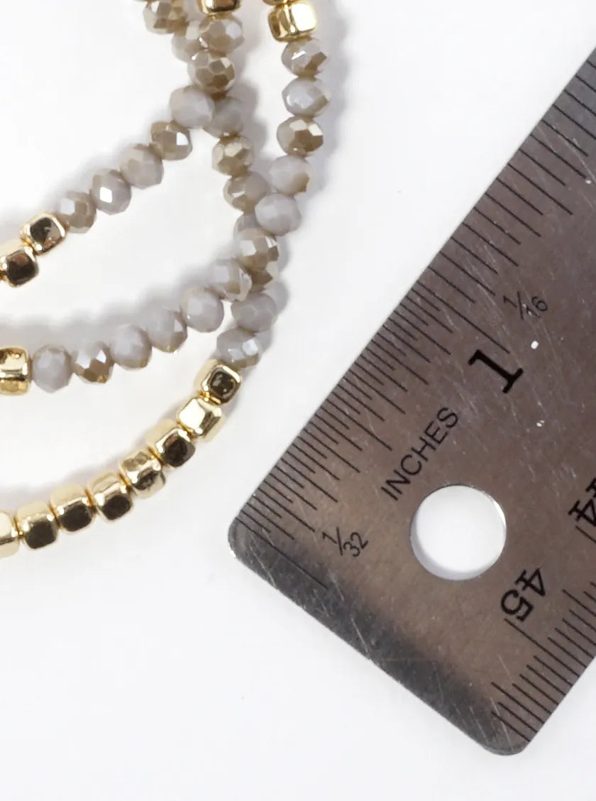 3PC-Set Square Metallic Glass Beads Bracelets