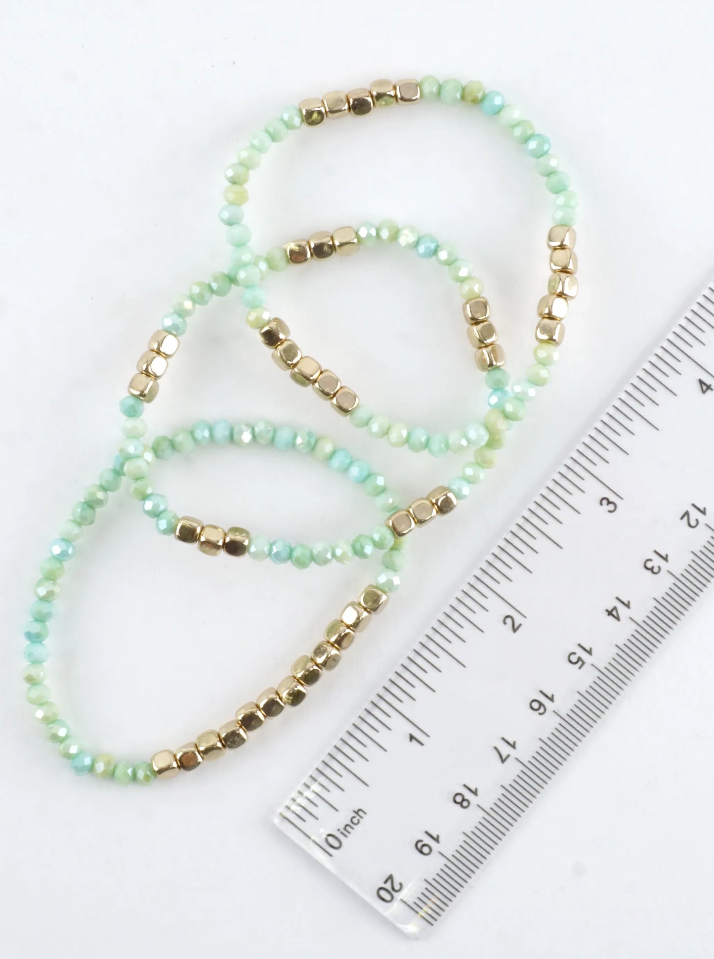 3PC-Set Square Metallic Glass Beads Bracelets